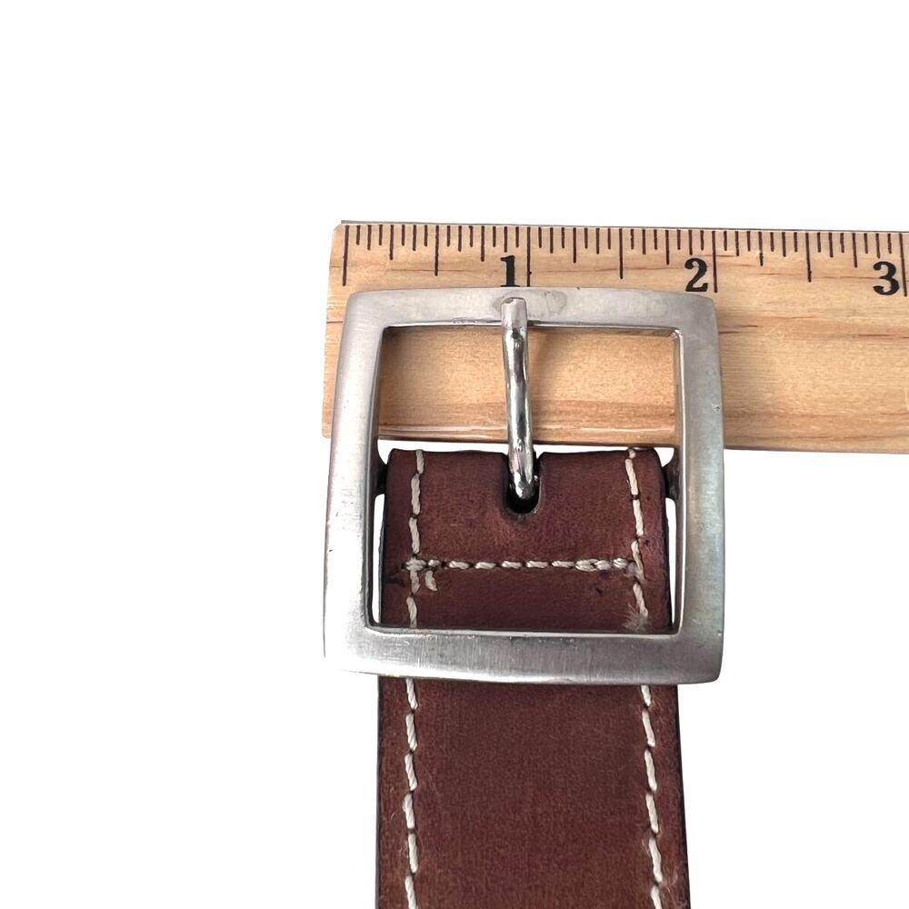 Nine & Company Leather Belt Contrast Stitch Brown Classic Casual Women M/L - Picture 4 of 8